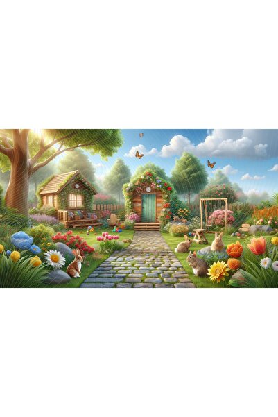 Venspor Doğal ve Renkli Bahçe Temalı Çocuk Arkaplan, 200x150cm Stüdyo Fonu