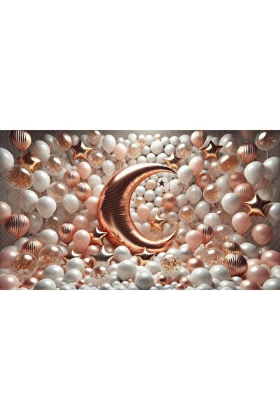 Venspor 200x150cm Fundal de fotografie cu lună și baloane cu tematică aurie ș...