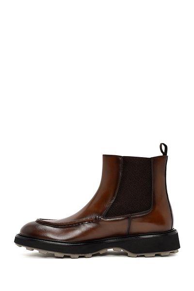Derimod Men's Brown Leather Casual Chelsea Boots 24Wfd 720318