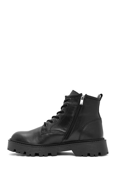 Derimod Men's Black Zippered Leather Casual Boots 24Wfd 702018