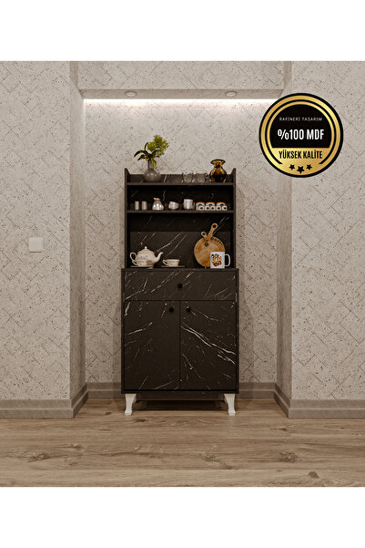 DEKORFİM DF14102BD Çok Amaçlı Beyaz Airfry Dolabı Kahve Köşesi