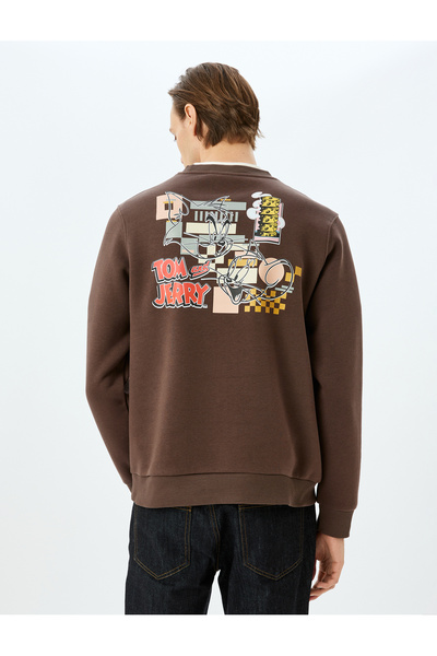 Koton Crew Neck Cotton Blended Interlock Fabric Printed Licensed Tom and Jerry Sweatshirt