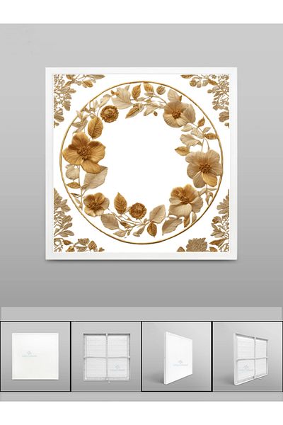 Gökyüzü Panel 60X60 Gold Printed Luxury Chandelier Led Panel - 60Watt White Light