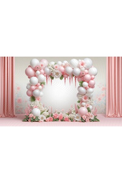 Venspor صندوق استوديو مزخرف بنمط زهور باللونين الوردي والأبيض مقاس 200 × 150 سم