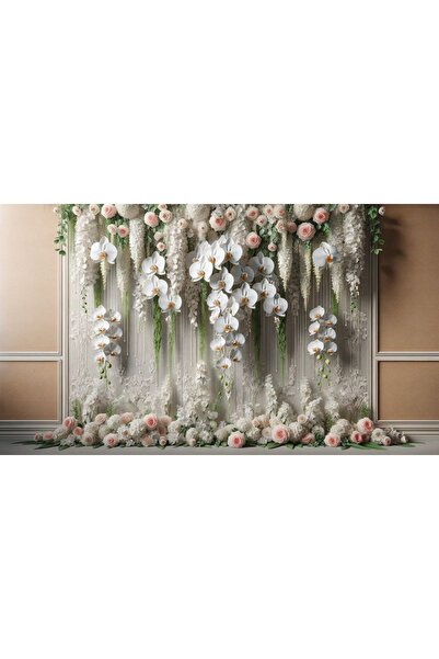 Venspor Düğün ve Etkinlikler İçin Çiçek Aranjmanlı Zarif 200x150cm Fotoğrafçı...