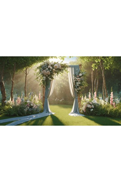 Venspor Fundal fotografic 200x150cm - cu flori și arc din lemn pentru activit...