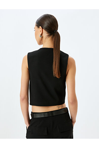 Koton Front Tie Bow Detailed V-Neck Vest