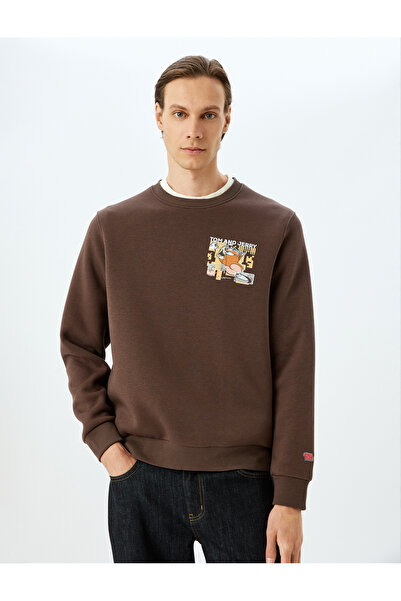 Koton Crew Neck Cotton Blended Interlock Fabric Printed Licensed Tom and Jerry Sweatshirt