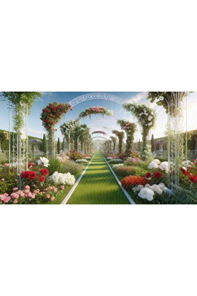 Venspor 200x150 см фон за фотография с мотив градинска пътека с цветя