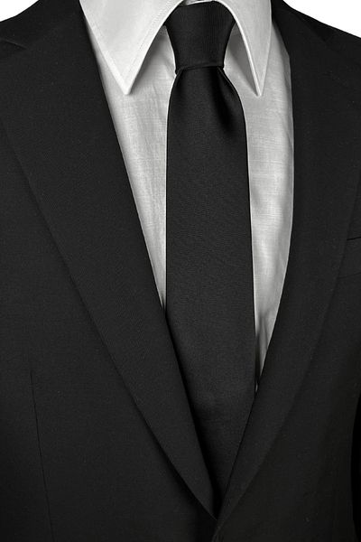 1001 Kravat Men's Wedding Tie - 7.5 cm Wide, Black Color Silk Satin