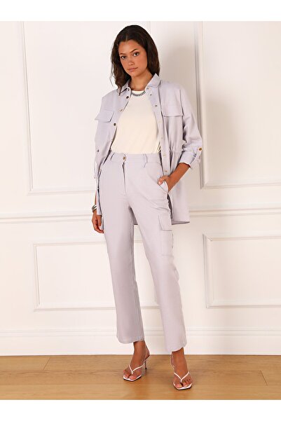 Refka Linen Fabric Lilac Cargo Pants - Refka