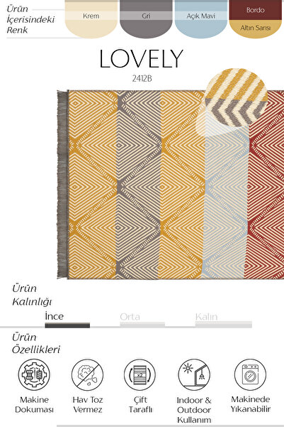 Cool Halı Lovely Colorful Rug Machine Washable Double-Sided Woven Acrylic Thin Bathroom Balcony Kitchen Rug