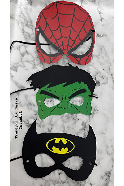 Mgs 3lü çocuk maskesi Spiderman- Hulk-Batman