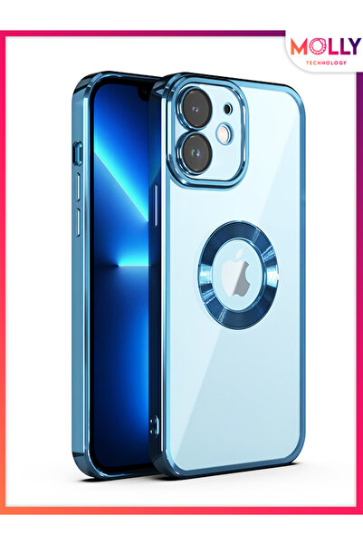 Molly iPhone 11 İçin Mavi Lens Koruyuculu CD Lüks Kare Köşeli Silikon Kılıf