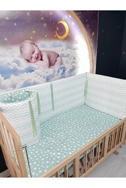 Baby Clime 4 قطع حماية جانبية لسرير الأطفال مقاس 60 × 120 - نمط نجمة متعرجة ر...