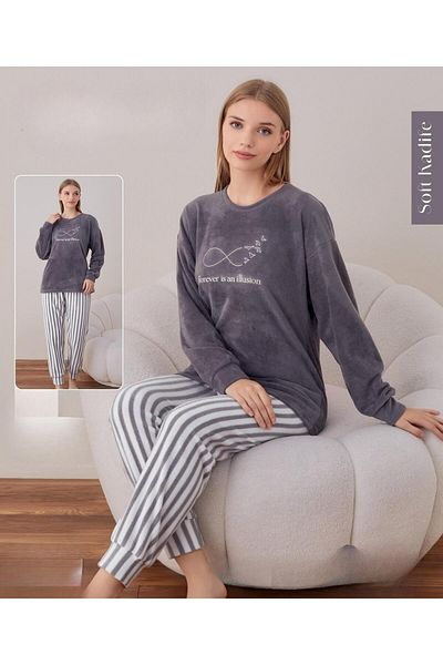 BOYRAZ Γυναικείο Σετ Πιτζάμες Winter Crew Neck Soft Velvet 07026 - 1 Τεμάχιο