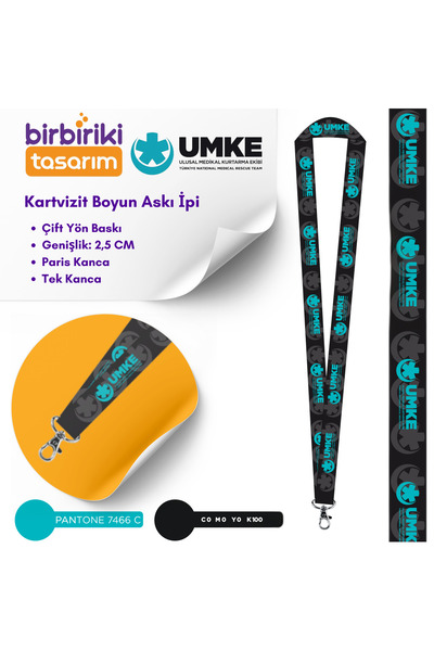 BİRBİRİKİ TASARIM *umke Kartvizit Ipi – Çift Yön Baskılı - Dayanıklı Boyun Ka...