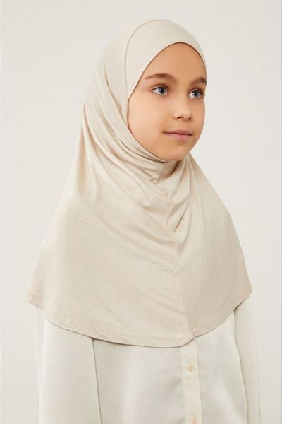 Melodi Scarf Hijab Prayer Bonnet για Παιδιά - Hijab με Κασκόλ, Ανοιχτό Πέτρινο Χρώμα