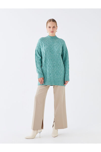 LC Waikiki Lw - Half Turtleneck Self Patterned Long Sleeve Women's Knitwear Tunic