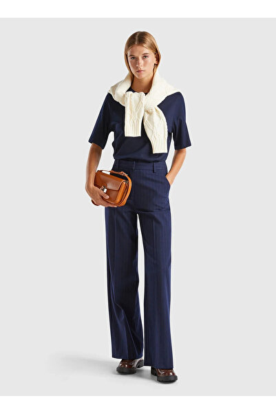 Benetton High Waist Regular Anthracite Women's Pants 4Khsdf07F