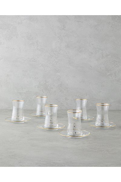 English Home Set de ceai Talisman Star Glass 12 piese pentru 6 persoane 170 ml transparent-auriu