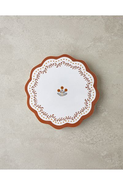 English Home Retro Petite Melamine Trivet Kitchen Utensil 17 cm White - Orange