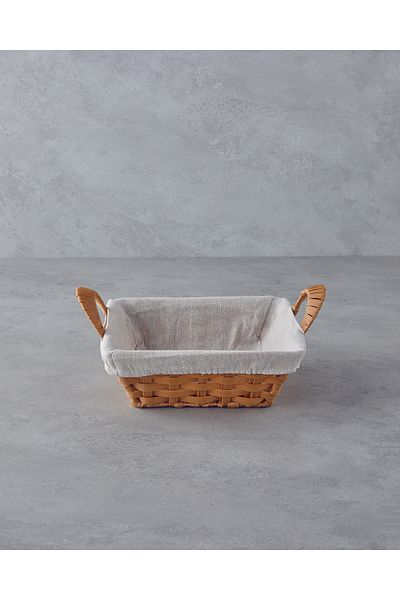 English Home Beige Colored Pastoral Plastic Rattan Bread Basket - 30X23X11.5 cm