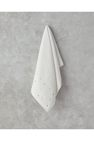 English Home Moonstar Pamuklu Nakışlı Yüz Havlusu 50x80 cm Ekru