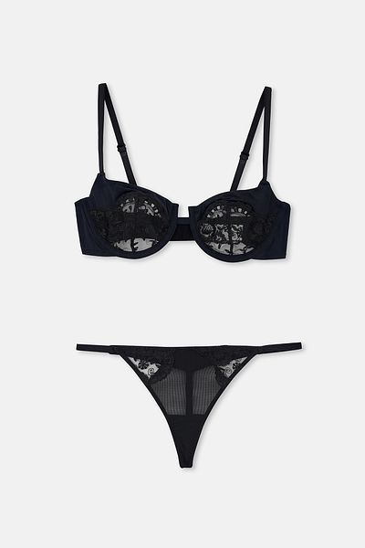 Eros Ersk1180 Schwarzer Amethyst Spitzen-BH - Tk.