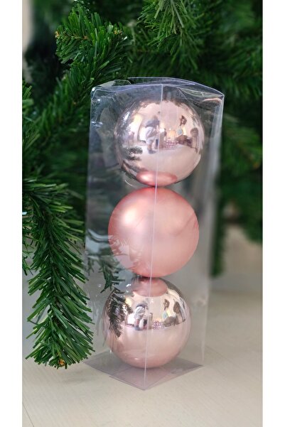 Omelas Yılbaşı Topu 8 Cm. 3'lü Set Pembe