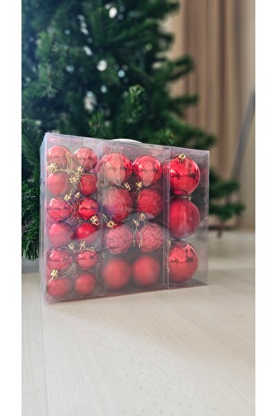Omelas Yılbaşı Çam Ağacı Süsü Kırmızı 46'lı Set