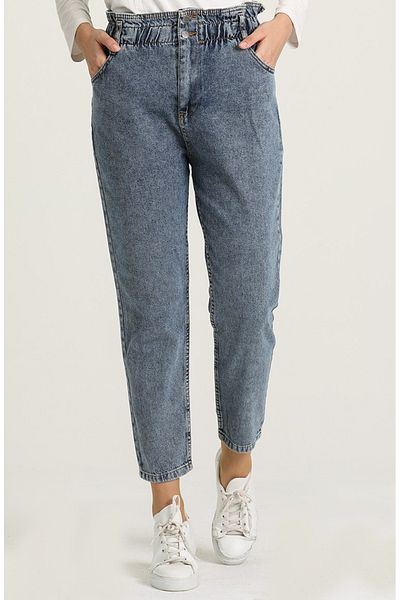 Pantulux Pantaloni de jeans pentru fete, 100% bumbac, cu croiala largi, Mom Fit, cu picioare slabe