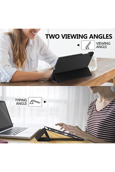 m.tk moveteck Samsung Galaxy Tab A9 Plus 11 Inç Kılıf Smart Uyku Modlu Standlı Şeffaf Kapaklı Sm-x210 (UYUMLU)