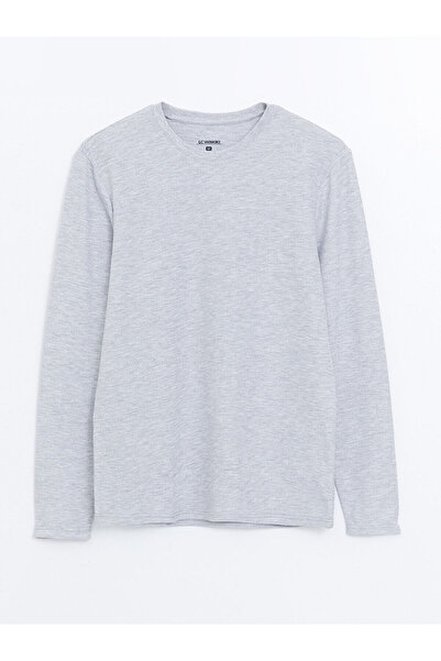 LC Waikiki Beige Crew Neck Long Sleeve Men's Pajama Top