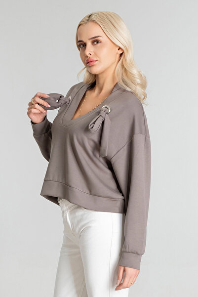 Bold & Young Жіночий модальний купра тканинний светр з шнурками.