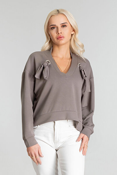 Bold & Young Жіночий модальний купра тканинний светр з шнурками.