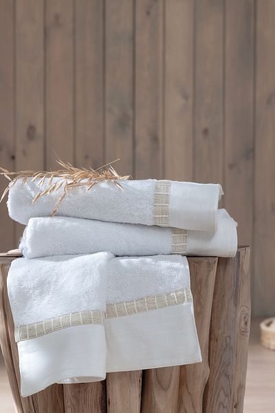 Yataş Set prosoape pentru mâini/față/cap Clair 3 piese 50x90 Cm - Alb