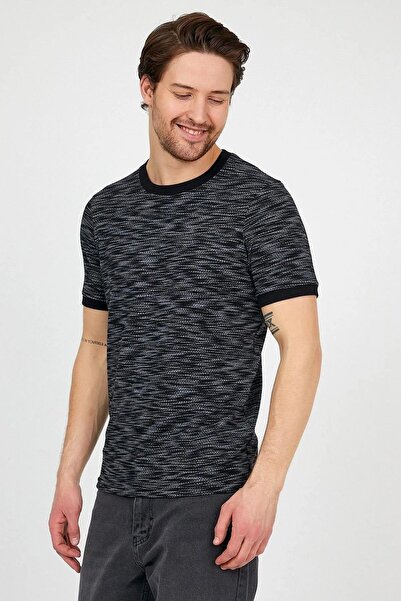 Figo Ανδρικό μπλουζάκι με λαιμόκοψη με κυψελοειδή σχέδια