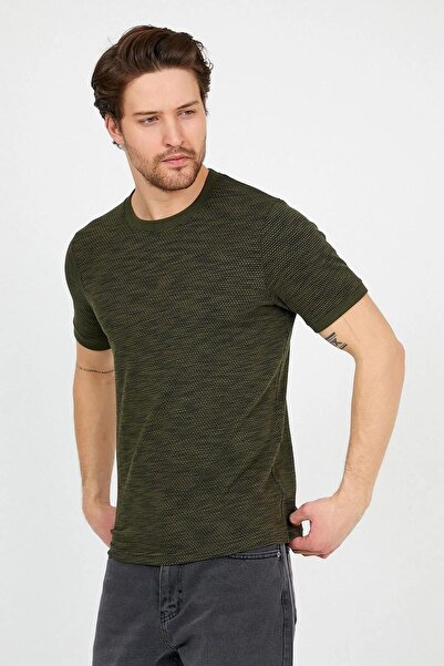 Figo Ανδρικό μπλουζάκι με λαιμόκοψη με κυψελοειδή σχέδια