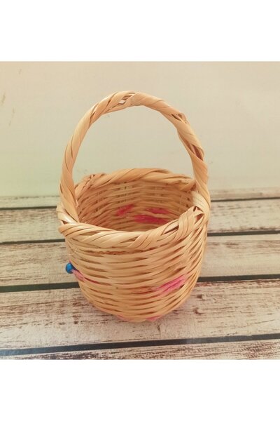 fidanpaketim kamış örgü sepet  - el yapımı - dekoratif saksı balkon sepeti