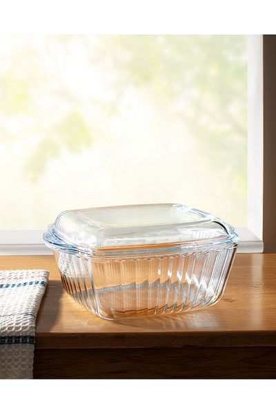 Madame Coco Sylvie Large Size Glass Oven Dish with Lid - Transparent