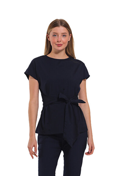 Wio Uniform Jonquıl- Kadın Likralı Siyah Doktor Hemşire Medikal Üniforma Üst