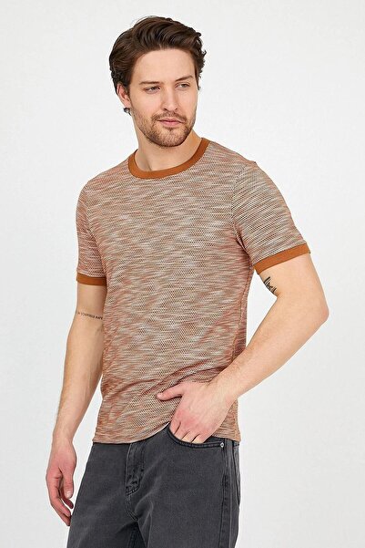 Figo Ανδρικό μπλουζάκι με λαιμόκοψη με κυψελοειδή σχέδια