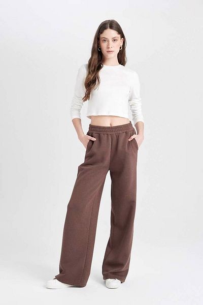 DeFacto Basic Sweatpants με φαρδύ πόδι και ελαστική μέση - Τσέπες B3345ax24wn