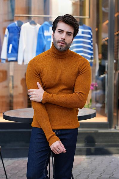 Figo Slim Ribbed High-Top Sweater