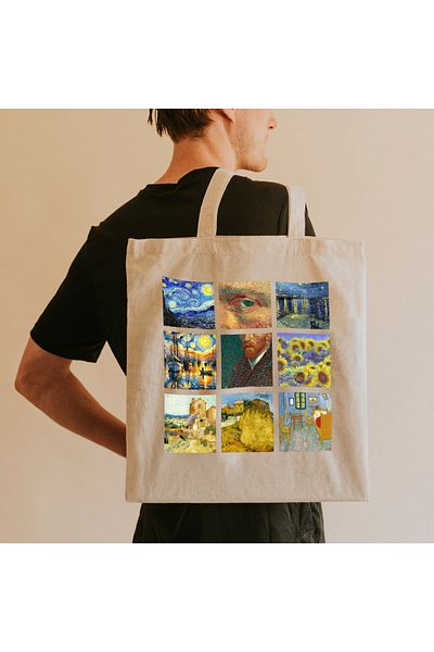 Asyabayrak Geantă din pânză imprimată Van Gogh