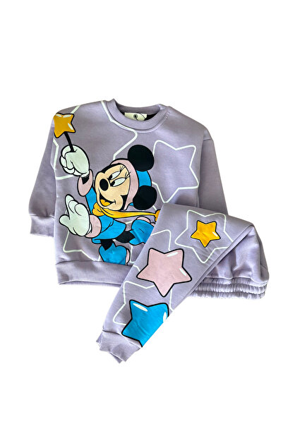 Baby Mickey Mouse Lila Eşofman takımı 3 iplik şardonlu
