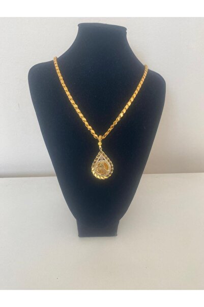 gülen dm Altın görünümlü boş  halep zincirli kolye