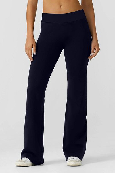 bilcee Peak Women's Dark Navy High Waist No Inner Showing Flare Cotton Recovery Leggings Pants 7028