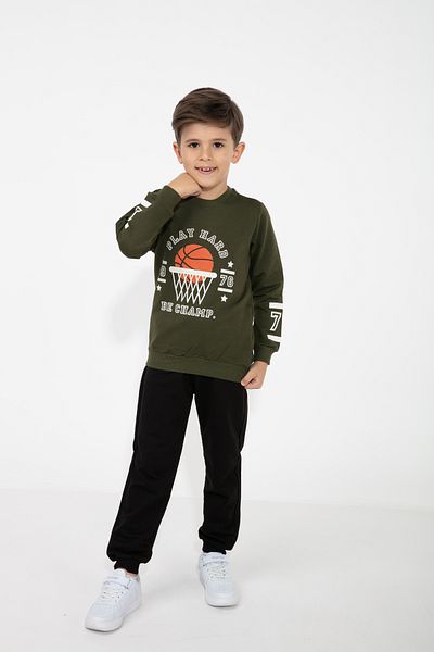 CiciTime Çocuk Modası Boy's Printed Hooded Casual Tracksuit Set